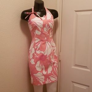 David Meister Halter Pink Flower Dress